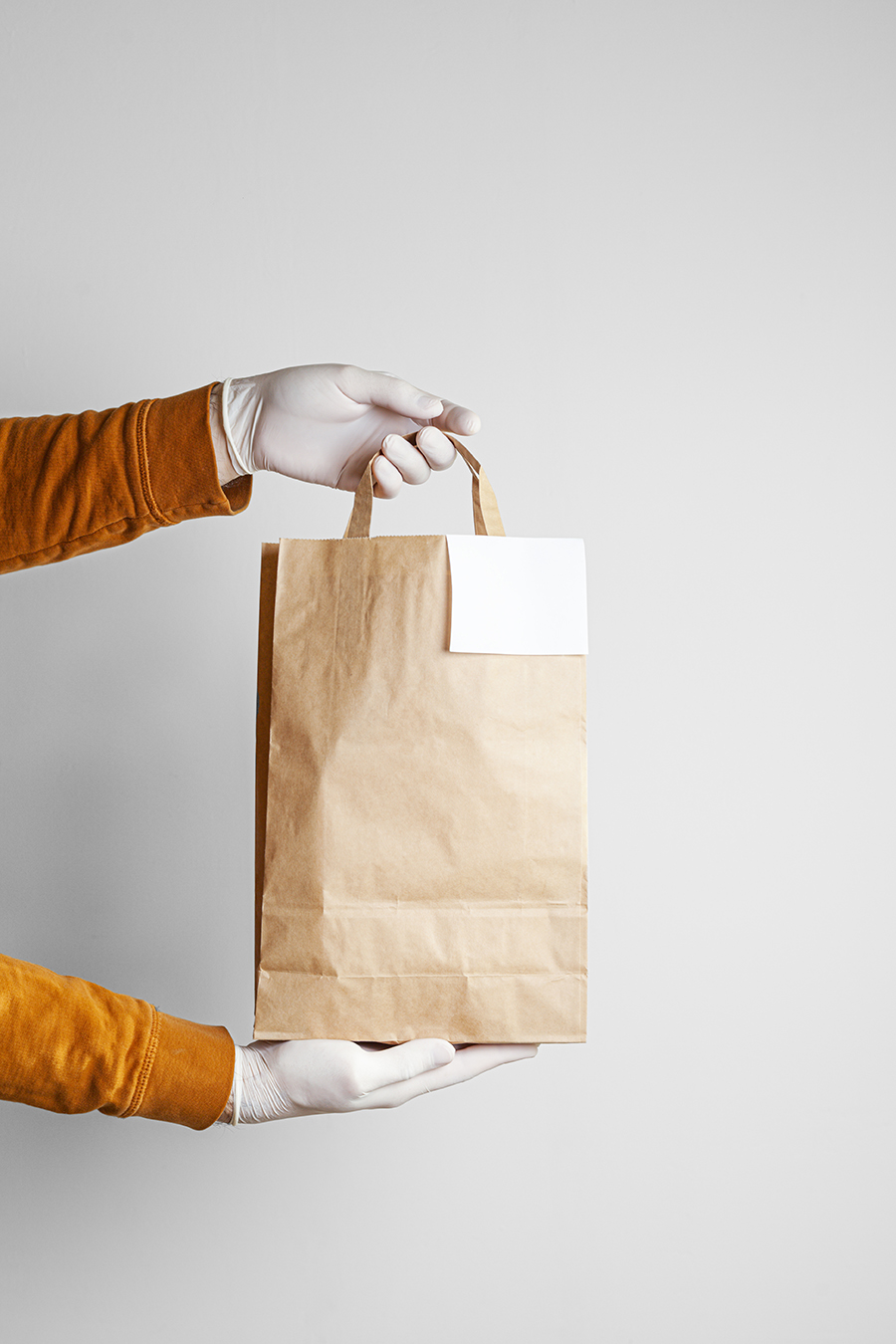 Safe home delivery meal on a white background